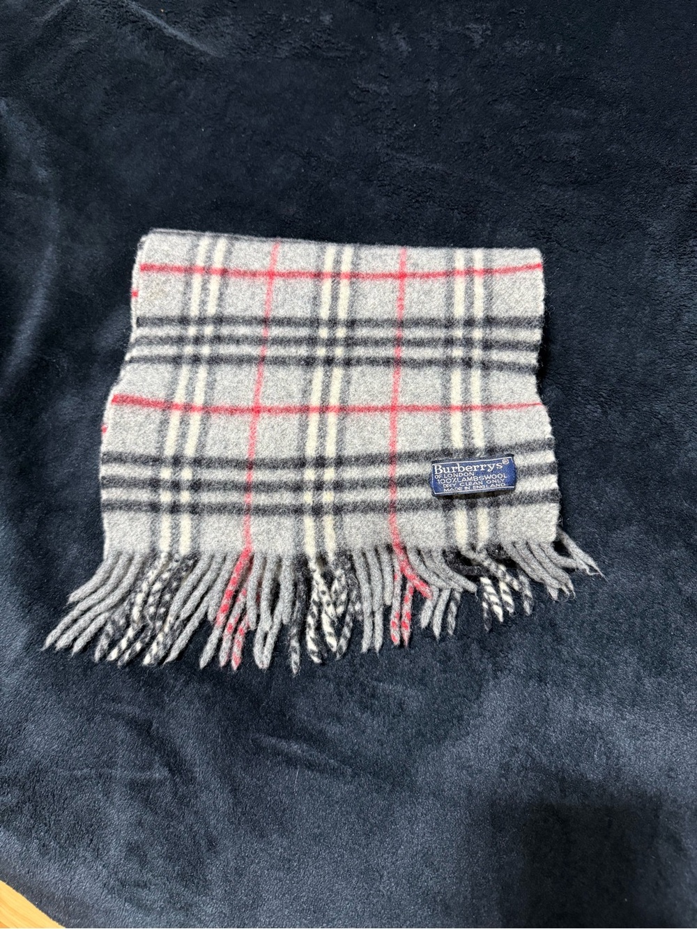 Vintage Burberry Wool Scarf Grey/Red
